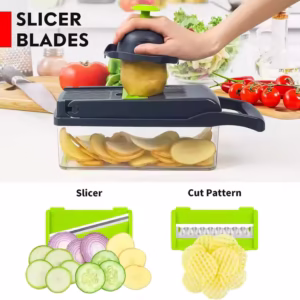 16-in-1 Multifunctional Onion Chopper with Container Cheese Slicer Food Chopper 8 Blades Veggie Vegetable Chopper