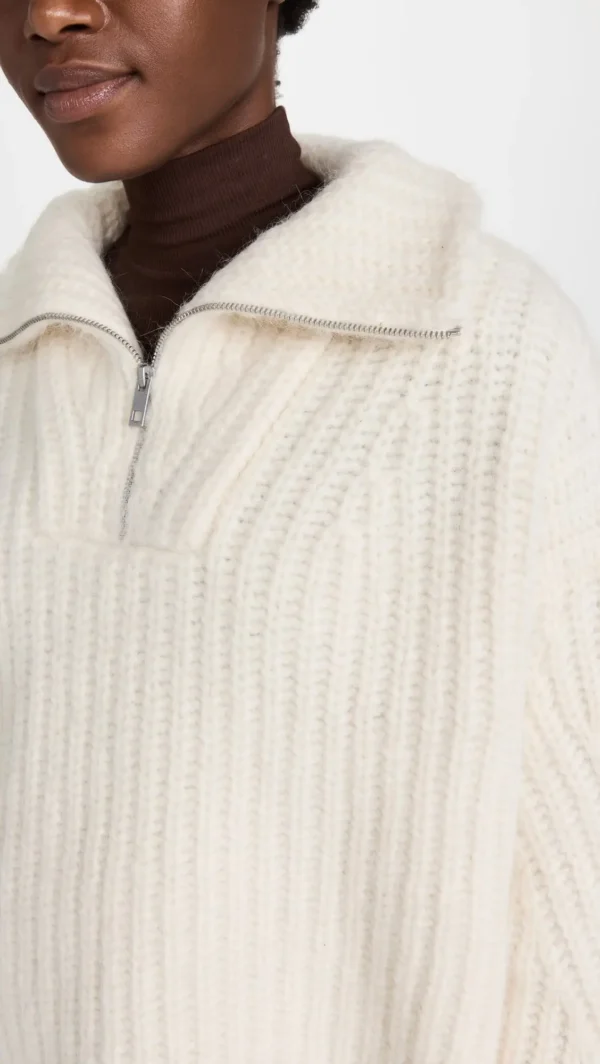 Knitwear Manufacturer Custom Half Zipper Turtleneck Knit Sweater Women Clothing Long Sleeve Wool Women Chunky Knit Sweater
